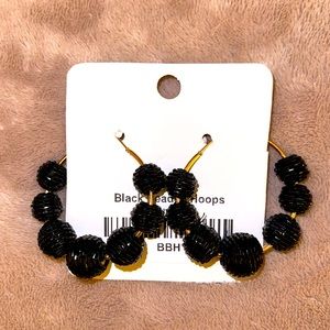 Black beaded hoops